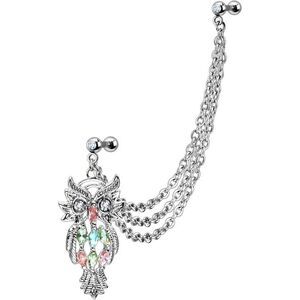 Owl Gem Tragus to Helix Chain Earring Cartilage 16G
